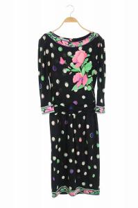 FASHION ヴィンテージ ワンピース 花柄 ドット ロング ブラック