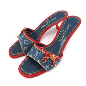 モノグラム リボンデニムミュール 36.5 インディゴ