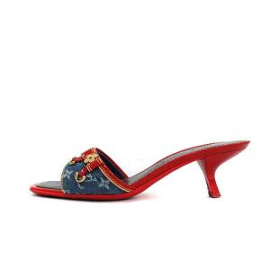 LOUIS VUITTON モノグラム リボンデニムミュール 36.5 インディゴ