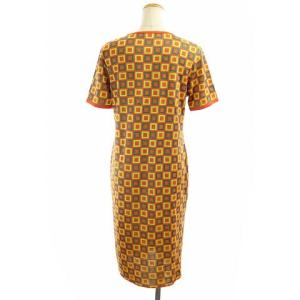 YVES SAINT LAURENT ワンピース 半袖 膝丈 総柄 M オレンジ