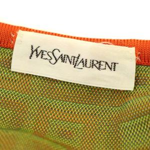 YVES SAINT LAURENT ワンピース 半袖 膝丈 総柄 M オレンジ