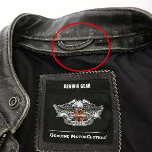 HARLEY DAVIDSON シングルライダース レザージャケット 革ジャン バックロゴ カウレザー L ブラック