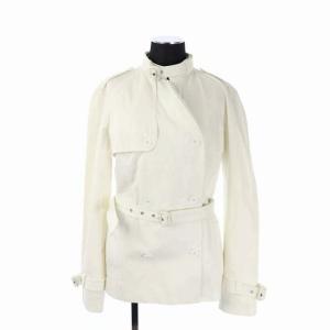 ジャケット ダブル 総裏地 ベルト付き 38 ホワイト
