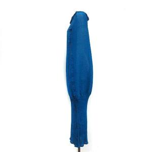 me ISSEY MIYAKE ワンピース ドルマンスリーブ 半袖 ハイネック ロング プリーツ 青 ブルー
