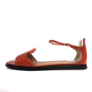 HERMES サンダル フラット エナメル 24.0cm ブラウン