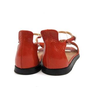 HERMES サンダル フラット エナメル 24.0cm ブラウン