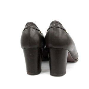 LOUIS VUITTON パンプス リボン レザー 38 ブラウン