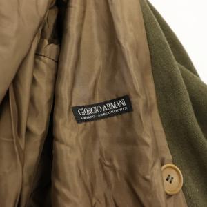 GIORGIO ARMANI チェスターコート アウター ダブル ロング ウール アルパカ混 L相当 カーキ