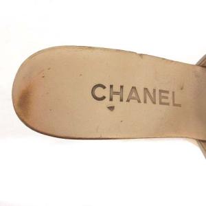 CHANEL サンダル ウェッジソール チャンキーヒール ココマーク 36 22.5cm ベージュ