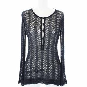 長袖 ニットカットソー ブラック