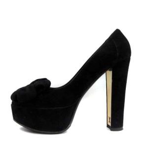 LOUIS VUITTON スエードハイヒールパンプス  36.5 ブラック