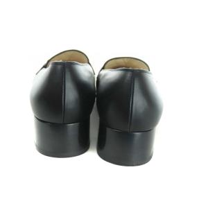 Salvatore Ferragamo ガンチーニ パンプス ラウンドトゥ チャンキーヒール レザー 8.5D 26cm 黒 ブラック