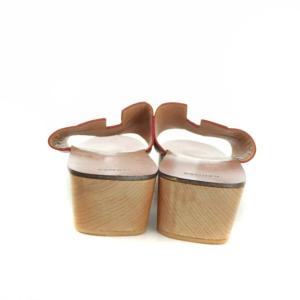 HERMES オラン サンダル Hロゴ レザー 38 レッド