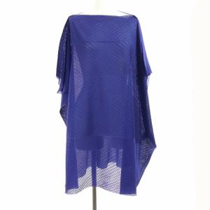 A-POC カットソー チュニック 半袖 プリーツ オーバーサイズ 紺 ネイビー