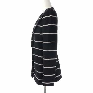 GIORGIO ARMANI テーラードジャケット シングル ボーダー 1B 裏地シルク 38 S 黒 ブラック