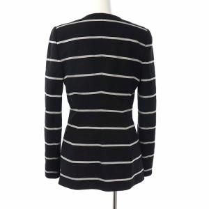 GIORGIO ARMANI テーラードジャケット シングル ボーダー 1B 裏地シルク 38 S 黒 ブラック