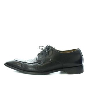 LOUIS VUITTON ビジネスシューズ ダミエ スクエアトゥ レザー 9.5 ブラック