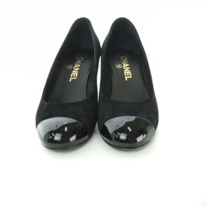 CHANEL パンプス ココマーク スエード エナメル切替 37C ブラック G34117