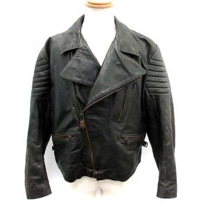 ライダース ジャケット レザー 中綿 48 ブラック