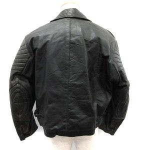 ARMANI JEANS ライダース ジャケット レザー 中綿 48 ブラック