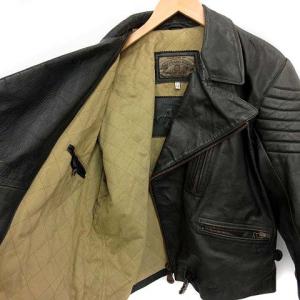 ARMANI JEANS ライダース ジャケット レザー 中綿 48 ブラック