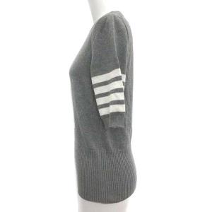 THOM BROWNE セーター ニット タツノオトシゴ インターシャ 半袖 36 S グレー 白
