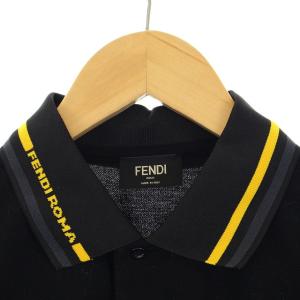 FENDI 21AW 半袖ポロシャツ ライン ロゴ 比翼ボタン イタリア製 M 黒