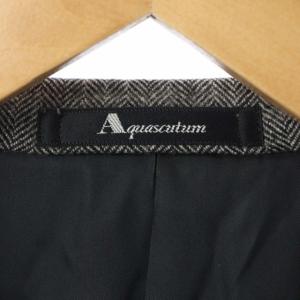 Aquascutum テーラードジャケット シングル 2B ヘリンボーン カシミヤ グレー