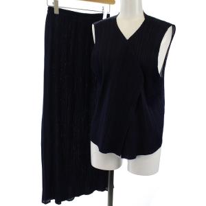 イッセイミヤケ セットアップ シャツ スカート 3 ネイビー