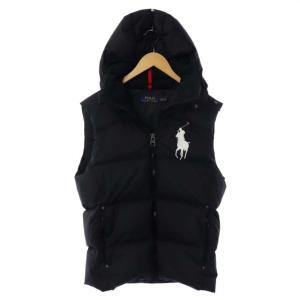 ダウンベスト ビッグポニー フード S ブラック