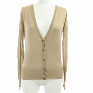 LOUIS VUITTON アンサンブルニット カーディガン ハイネックカットソー シルク ロゴボタン S ベージュ