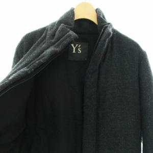 Y's YOHJI YAMAMOTO 中綿コート リブ ウール リネン混 2 チャコールグレー