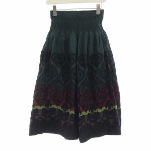 ガウチョパンツ イージー ハイウエスト 刺繍 黒