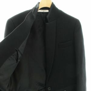 GIVENCHY ノーカラージャケット ベルト ウール シルク 38 M ブラック ゴールド