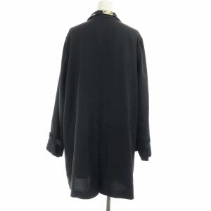 LEONARD FASHION スタンドカラーコート ロング シルク 中綿ライナー L ブラック