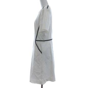 Aquascutum フレアひざ丈ラインワンピース M ホワイト