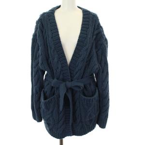 RHC 近年モデル カーディガン ニット 羽織り ケーブル編み 厚手 長袖 ブルー