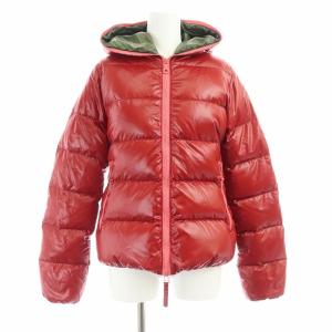 Thia ダウンジャケット アウター ジップアップ フード ナイロン 38 M レッド