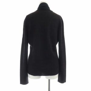 HERMES ニット フェイクレイヤード ショールカラー カシミヤ 総柄 ブラック