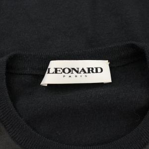 LEONARD カットソー Tシャツ 半袖 総柄 花柄 ウール シルク 紺 ネイビー