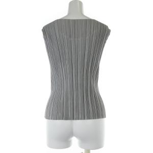 PLEATS PLEASE ISSEY MIYAKE カットソー プリーツ ノースリーブ グレー