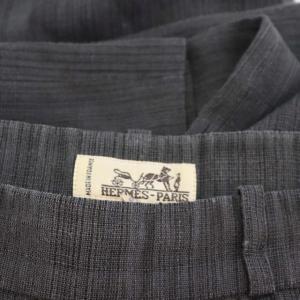 HERMES テーパードパンツ リネン混 S グレー