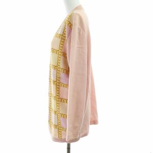 CELINE ヴィンテージ 長袖 ニットカーディガン マカダム 金ボタン オーバーサイズ 40 ピンク