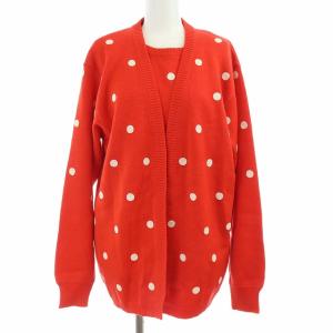 アンサンブルノースリーブニットカーディガン レッド