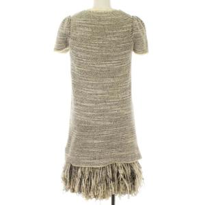 sacai ワンピース ツイード チェーン レイヤード フリンジ S グレー