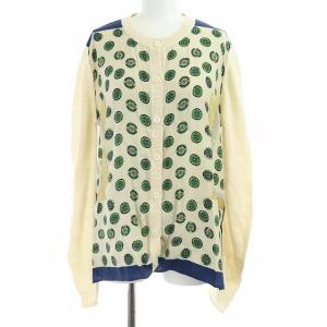 フィービー期 プリント切替ニットカーディガン L アイボリー