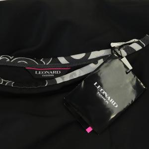 LEONARD FASHION プリント切替タイトスカート 40 ブラック