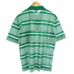 HERMES ポロシャツ ボーダー Hロゴ刺繍 M 緑