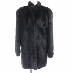 銀サガ Ma Roripas ファーコート 毛皮 ハーフ ミドル ダークミンク 11 ブラック