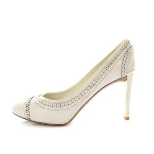 LOUIS VUITTON ハイヒールレザーパンプス 36.5 グレージュ